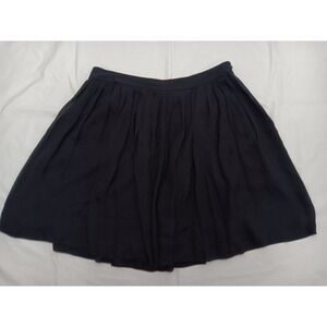 Talbots Petites Black Silk Pleated Midi Skirt Size 14P 100% Silk Lined